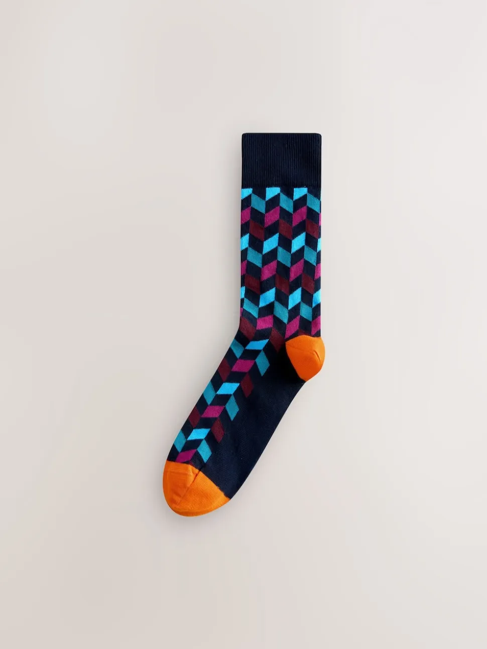 Blue/Orange Pattern Socks 8 Pack