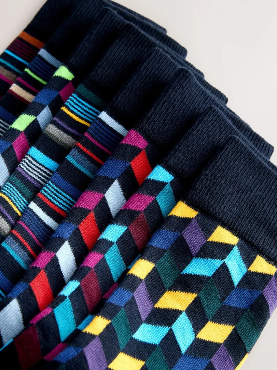 Blue/Orange Pattern Socks 8 Pack