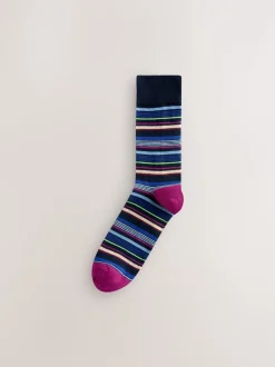 Blue/Orange Pattern Socks 8 Pack
