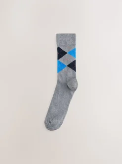 Blue/Orange/Green Argyle Stripe Pattern Socks 5 Pack
