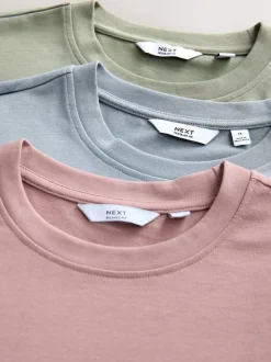 Blue/Pink/Green Regular Fit Heavyweight T-Shirts 3 Pack