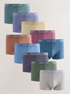 Blue/Purple/Red 10 pack Cotton Rich Blend Hipsters Boxers