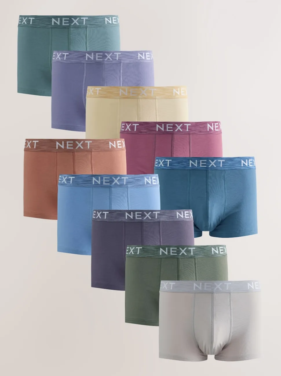 Blue/Purple/Red 10 pack Cotton Rich Blend Hipsters Boxers