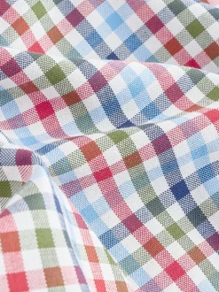 Blue/Red Gingham Easy Iron Button Down Short Sleeve Oxford Shirt