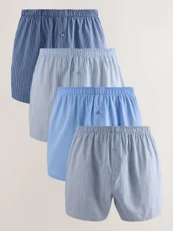 Blues Mixed Pattern 4 pack Woven Pure Boxers