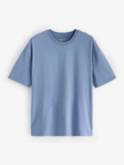 Blues/Green/Purple/Neutral Essential Cotton T-Shirts Relaxed Fit 5 Pack