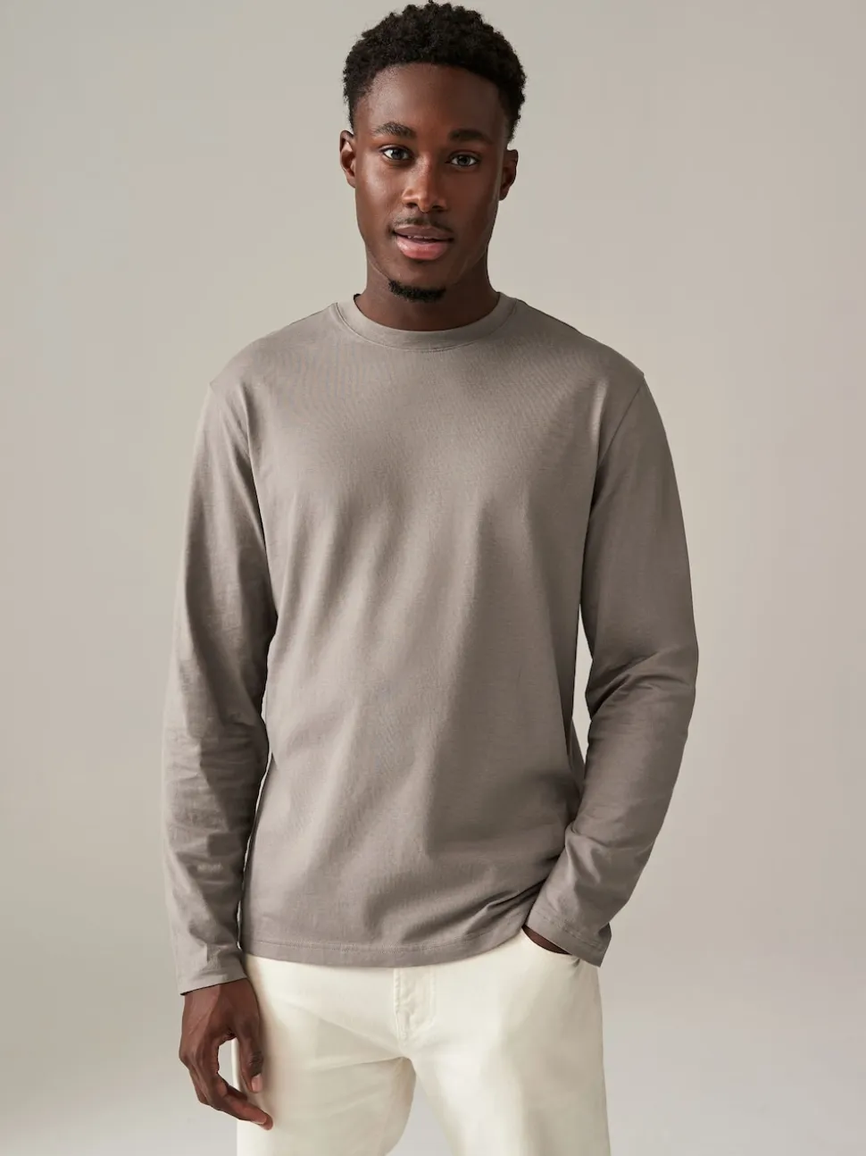 Blues/Grey/Neutrals Regular Fit Regular Fit Long Sleeve 100% Cotton T-Shirts 5 Pack