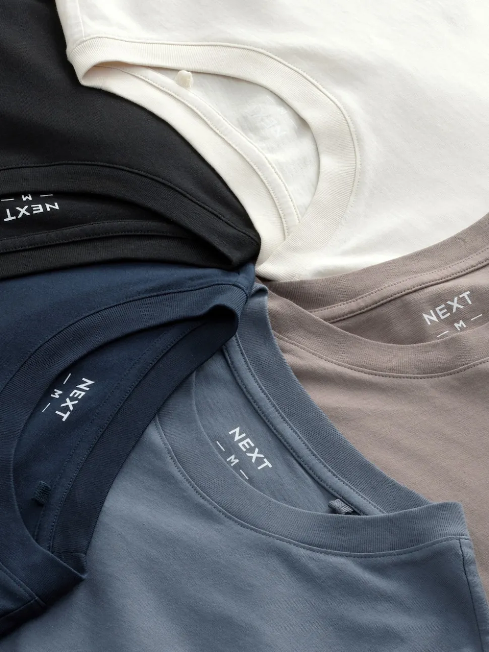 Blues/Grey/Neutrals Regular Fit Regular Fit Long Sleeve 100% Cotton T-Shirts 5 Pack