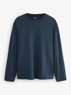 Blues/Grey/Neutrals Regular Fit Regular Fit Long Sleeve 100% Cotton T-Shirts 5 Pack