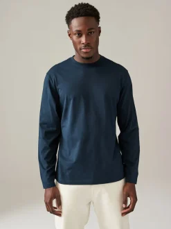 Blues/Grey/Neutrals Regular Fit Regular Fit Long Sleeve 100% Cotton T-Shirts 5 Pack