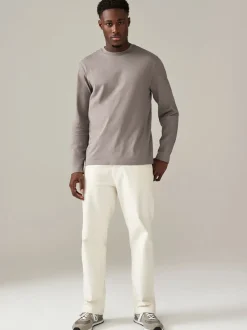 Blues/Grey/Neutrals Regular Fit Regular Fit Long Sleeve 100% Cotton T-Shirts 5 Pack