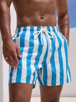 Blue/White Stripe Swim Shorts