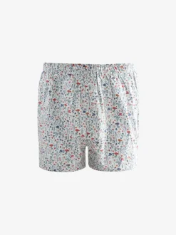 Blue/White/Green Floral 4 pack Woven Pure Boxers