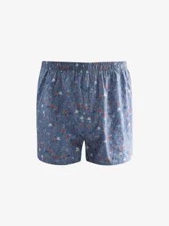 Blue/White/Green Floral 4 pack Woven Pure Boxers