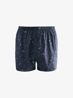 Blue/White/Green Floral 4 pack Woven Pure Boxers