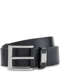 BOSS Black Brushed Metal Leather Belt