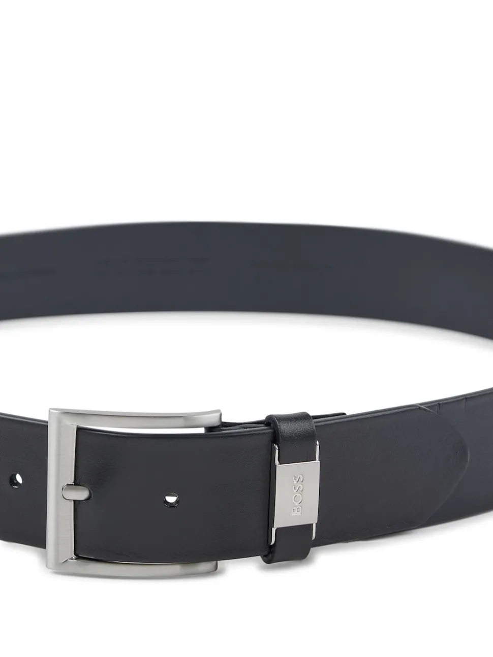 BOSS Black Brushed Metal Leather Belt