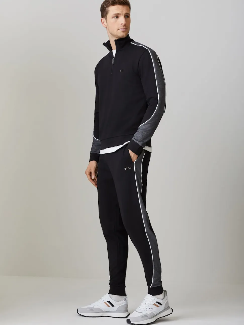 BOSS Black Constrast Stripe Logo Joggers