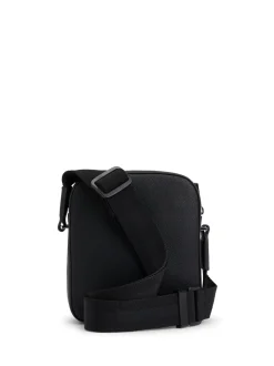 BOSS Black Grained Faux Fur Leather Reporter Bag