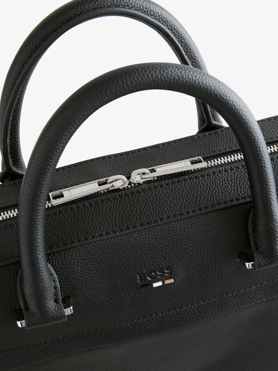 BOSS Black Grained Faux-Leather Document Case