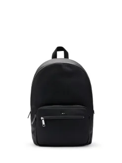 BOSS Black Grained Faux-Leather Backpack