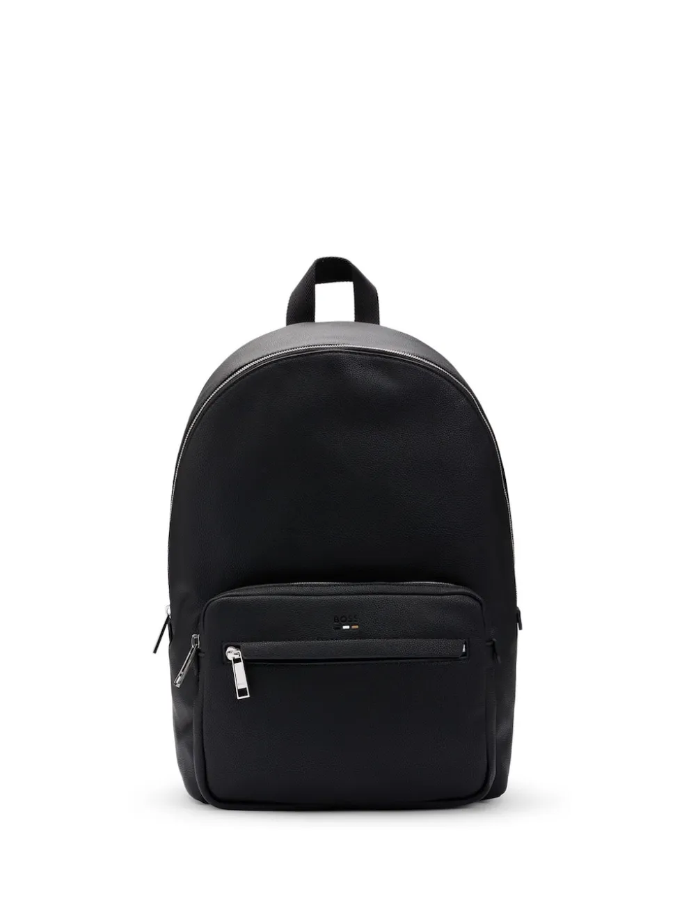 BOSS Black Grained Faux-Leather Backpack