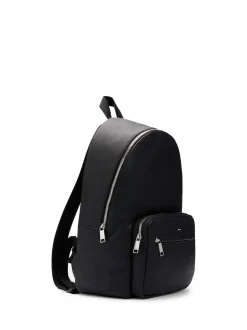BOSS Black Grained Faux-Leather Backpack