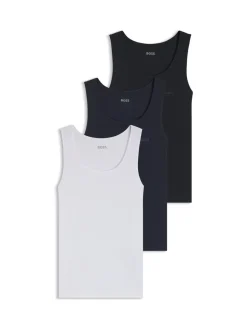 BOSS Black Regular-Fit Classic Rib Vest Tops 3 Pack