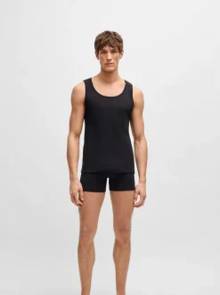 BOSS Black Ribbed 100% Cotton Vest Tops 3 Pack