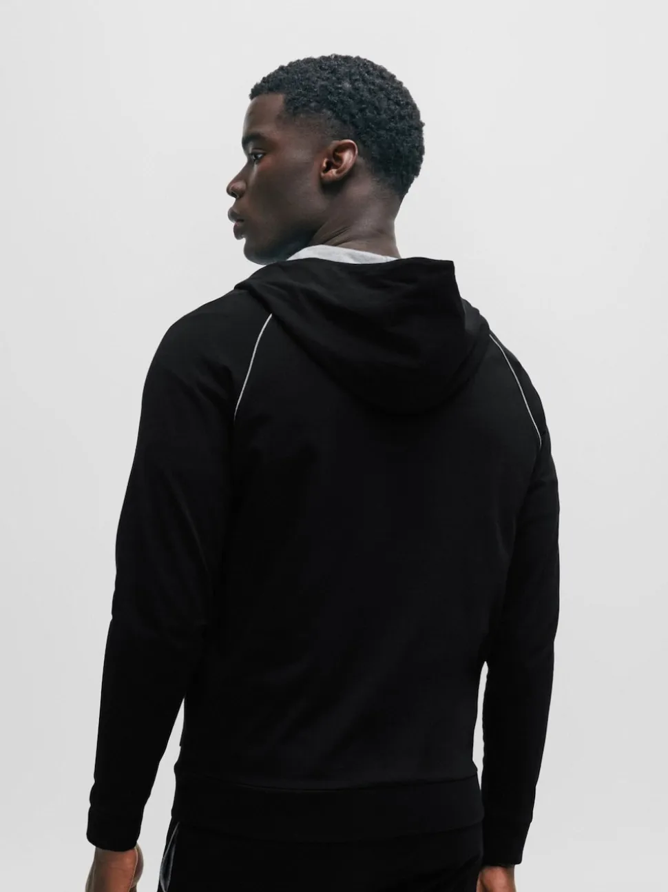 BOSS Black Stretch Cotton Zip-Up Hoodie