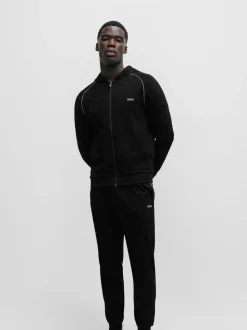 BOSS Black Stretch Cotton Zip-Up Hoodie
