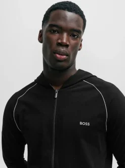 BOSS Black Stretch Cotton Zip-Up Hoodie