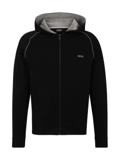 BOSS Black Stretch Cotton Zip-Up Hoodie
