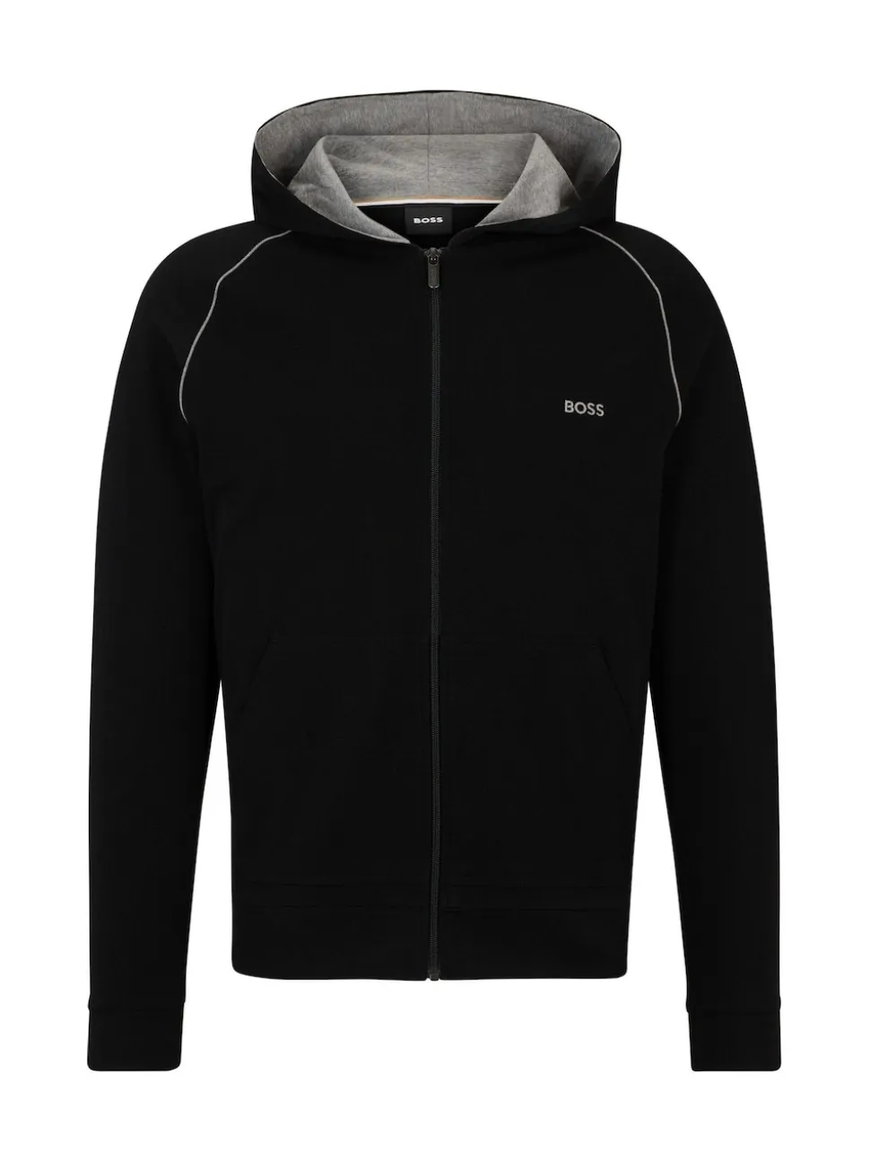 BOSS Black Stretch Cotton Zip-Up Hoodie