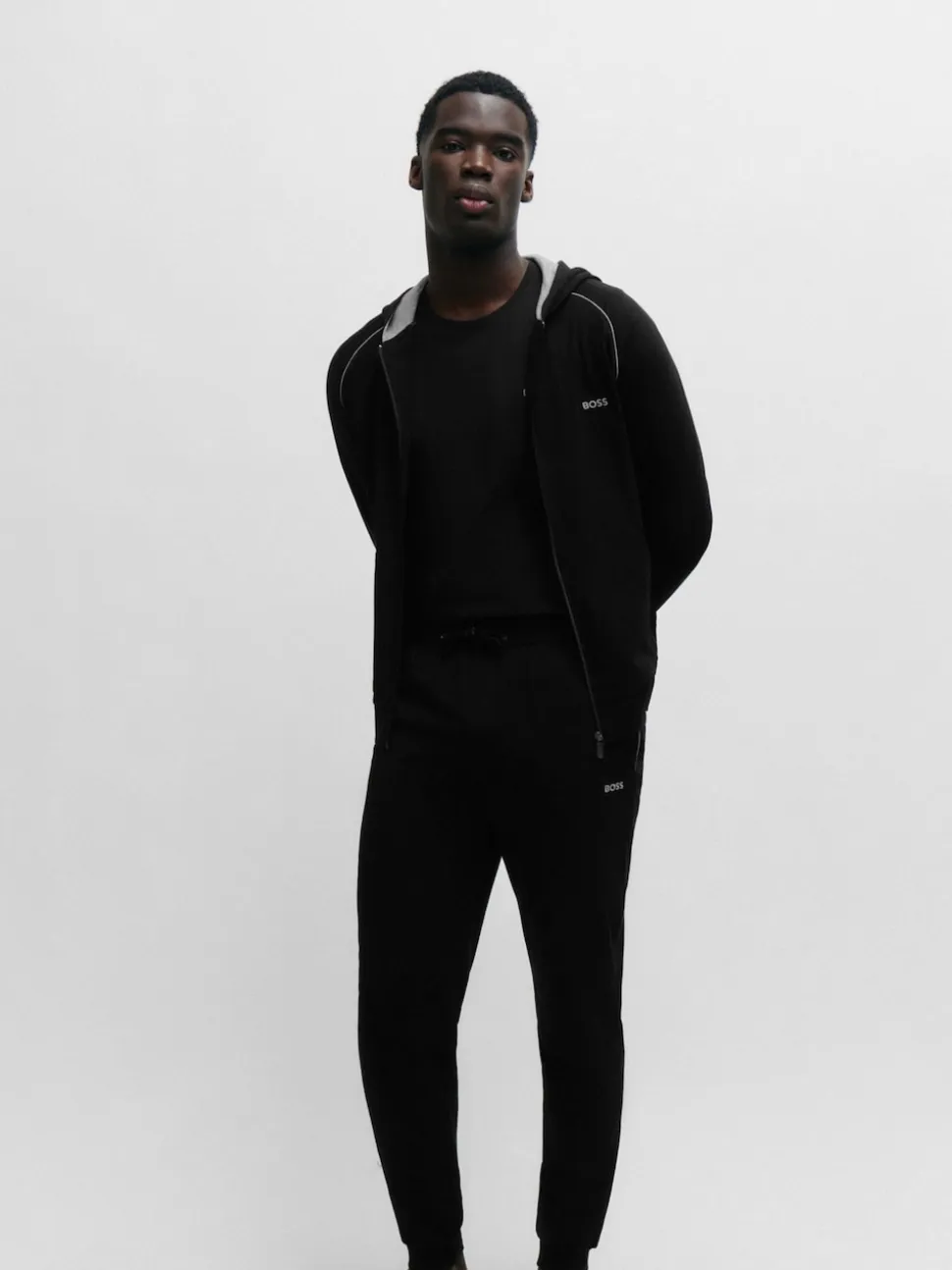 BOSS Black Stretch Cotton Tracksuit Bottoms