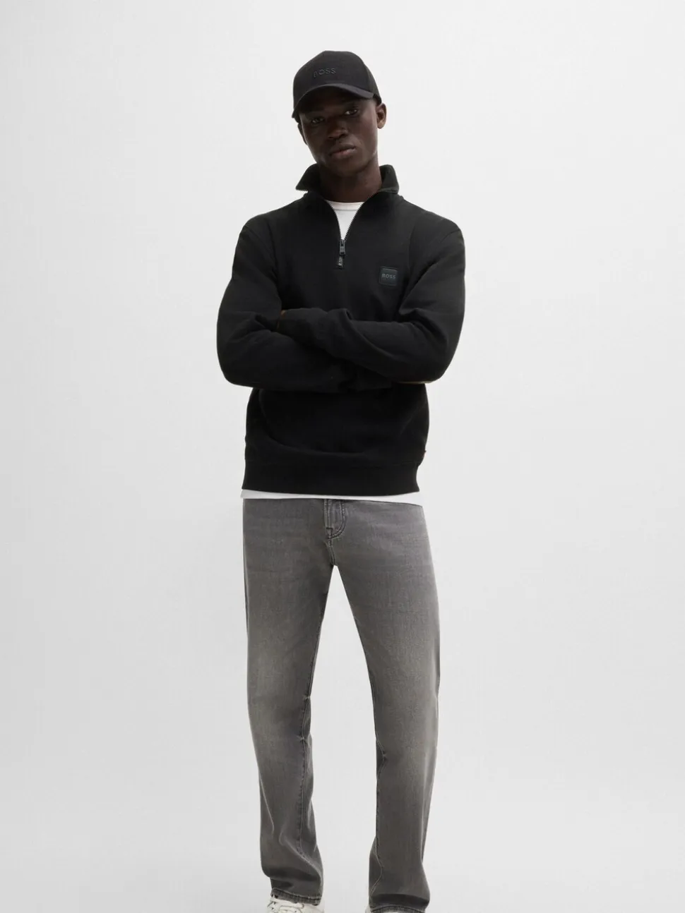 BOSS Black Zetrust Logo Quarter Zip Sweatshirt