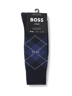 BOSS Blue Argyle Socks 2 Pack