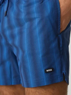 BOSS Blue Flounder Stripe Swim Shorts