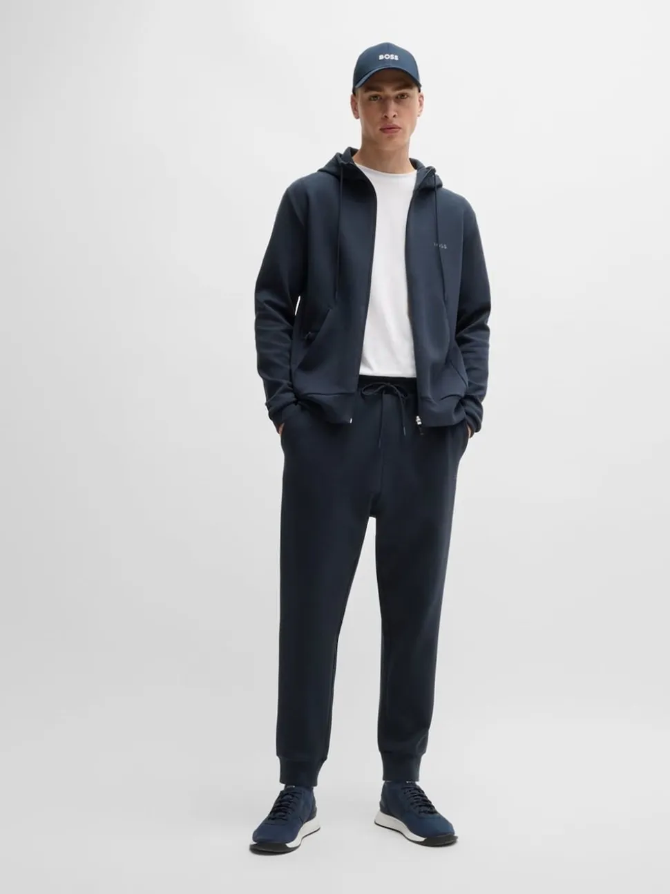 BOSS Blue Hadiko Straight Fit Stretch Tracksuit Joggers