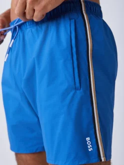 BOSS Blue Iconic Side Stripe Logo Swim Shorts