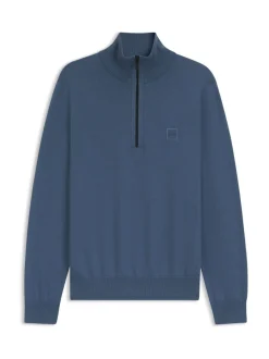 BOSS Blue Kanobix Quarter Zip Logo Jumper