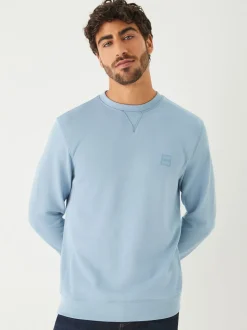 BOSS Blue Light Westart Crew Neck Logo Sweatshirt