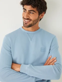BOSS Blue Light Westart Crew Neck Logo Sweatshirt