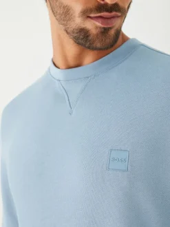 BOSS Blue Light Westart Crew Neck Logo Sweatshirt