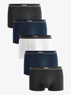 BOSS Blue Logo Waistband Stretch Cotton Trunks 5 Pack