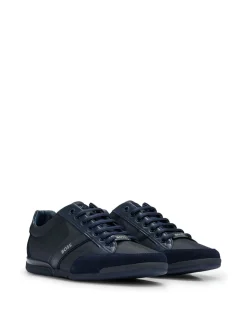 BOSS Blue Mix Materials Trainers With Suede And Faux Leather