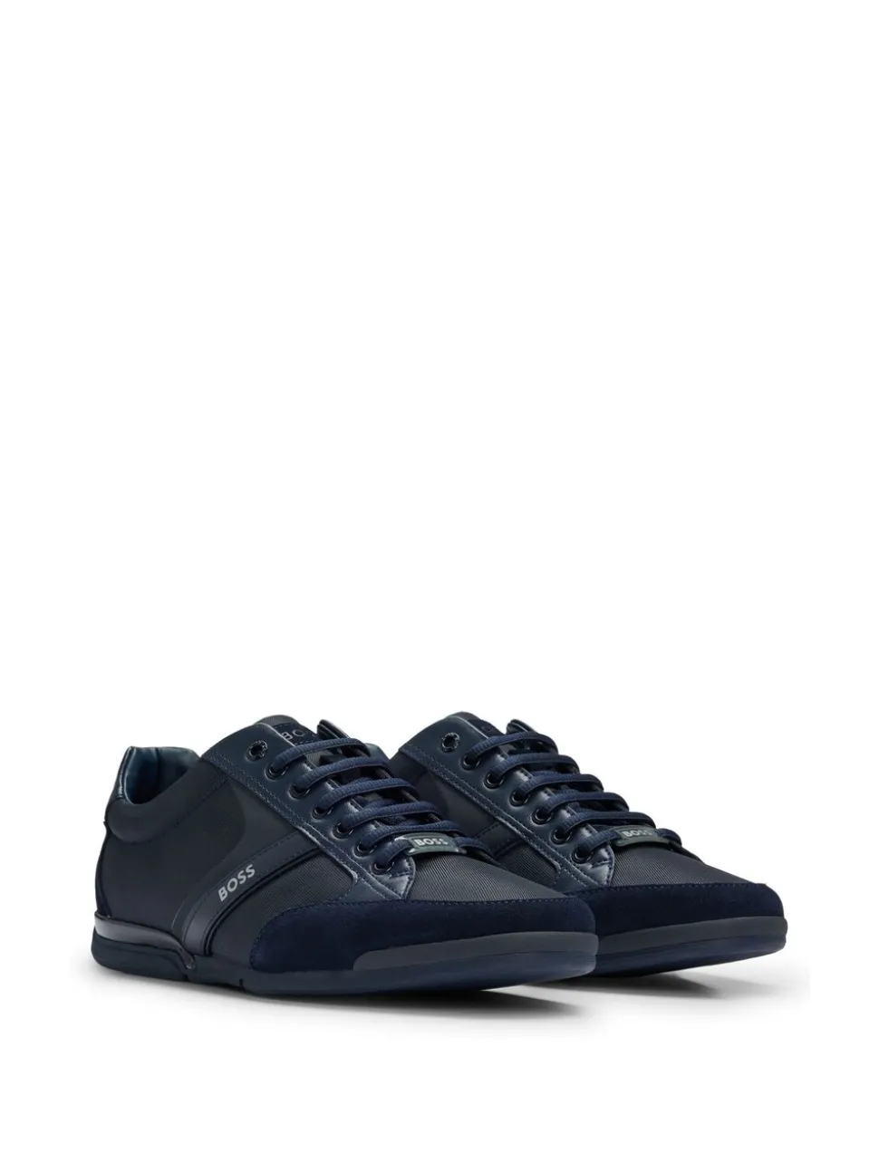 BOSS Blue Mix Materials Trainers With Suede And Faux Leather