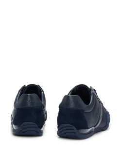 BOSS Blue Mix Materials Trainers With Suede And Faux Leather