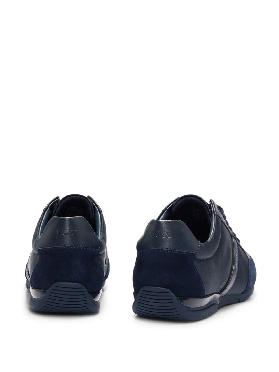BOSS Blue Mix Materials Trainers With Suede And Faux Leather