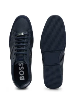 BOSS Blue Mix Materials Trainers With Suede And Faux Leather